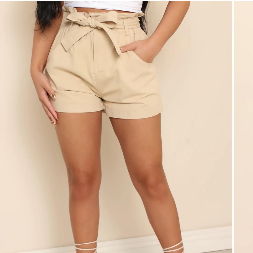 Beige Linen Shorts